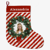 クリスマスかわいい子ども写真パーソナライズ ラージクリスマスストッキング (正面)