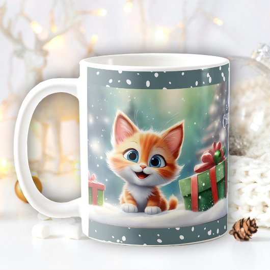 クリスマスかわいい子ネコ猫好き名マグカップ コーヒーマグカップ