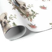 クリスマスかわいい子犬のシエレガントームレスパターン ラッピングペーパー (ロールコーナー)