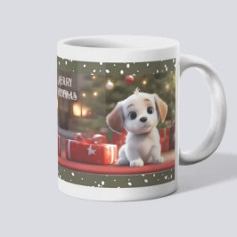 クリスマスかわいい子犬の恋人の名前マグカップ コーヒーマグカップ