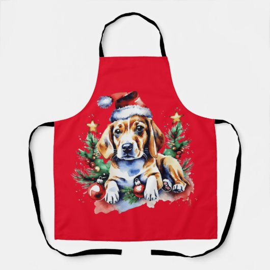 クリスマスかわいい子犬 エプロン (正面)