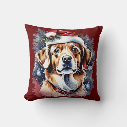 クリスマスかわいい子犬 クッション (正面)