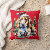 クリスマスかわいい子犬 クッション (ブランケット)