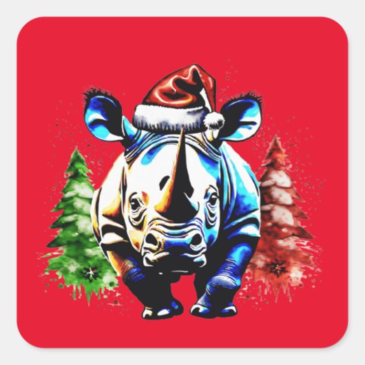 クリスマスかわいい子犬 スクエアシール (正面)