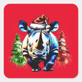 クリスマスかわいい子犬 スクエアシール