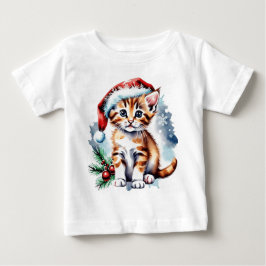 クリスマスかわいい子犬 ベビーTシャツ