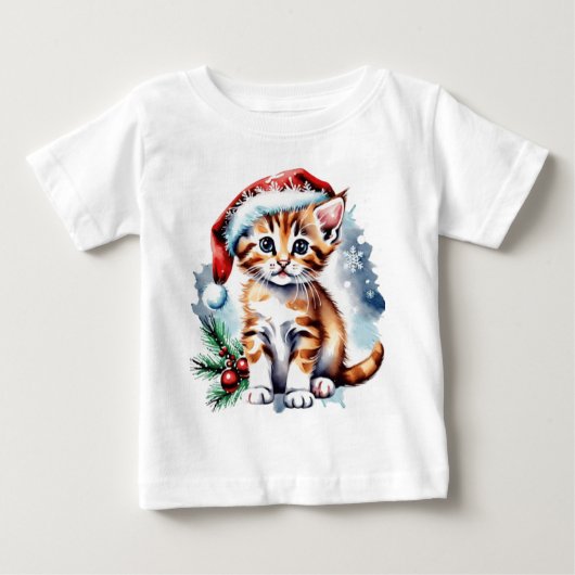 クリスマスかわいい子犬 ベビーTシャツ (正面)