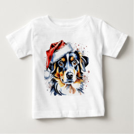 クリスマスかわいい子犬 ベビーTシャツ