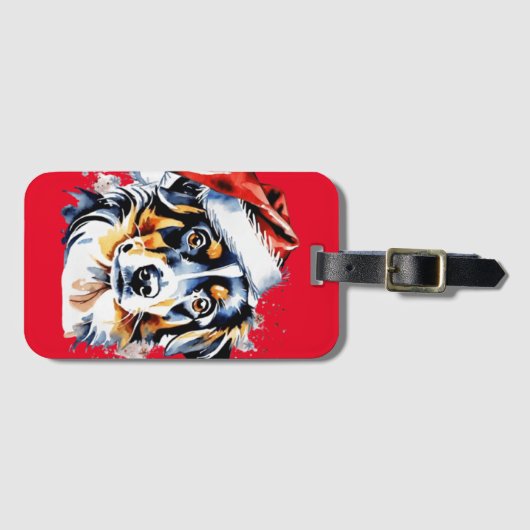 クリスマスかわいい子犬 ラゲッジタグ (正面横)