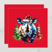 クリスマスかわいい子犬 招待状 (正面/裏面)