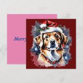 クリスマスかわいい子犬 招待状 (正面/裏面)