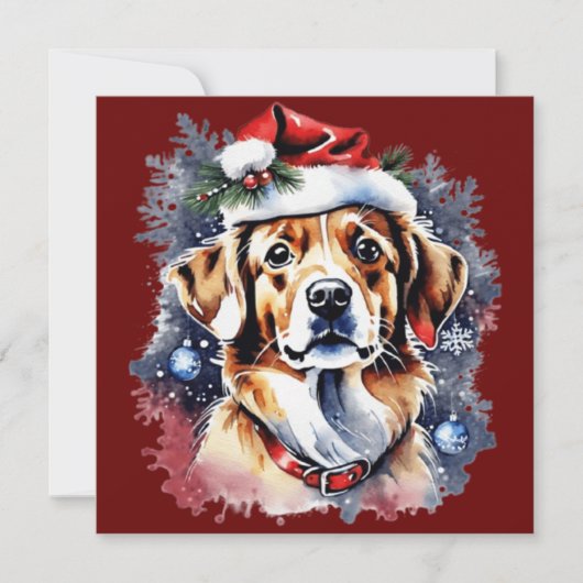 クリスマスかわいい子犬 招待状 (正面)