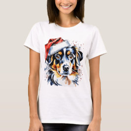 クリスマスかわいい子犬 Tシャツ