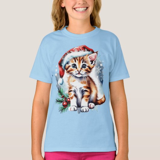 クリスマスかわいい子犬 Tシャツ (正面)