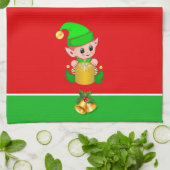 クリスマスかわいい小妖精や小人オングリーンとレッド キッチンタオル (折り畳み)