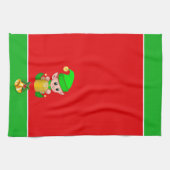 クリスマスかわいい小妖精や小人オングリーンとレッド キッチンタオル (横)