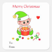 クリスマスかわいい小妖精や小人for Gift & Pavies スクエアシール (正面)