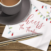 クリスマスかわいい応援カラフルストリングライト スタンダードカクテルナプキン