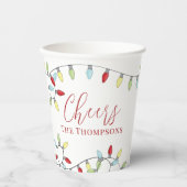 クリスマスかわいい応援カラフルストリングライト 紙コップ (正面)