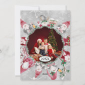 クリスマスかわいい格言スノーフレークグレーレッド写真 シーズンカード (裏面)