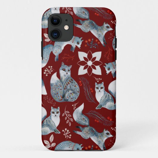 クリスマスかわいい森のキツネの動物のパターン Case-Mate iPhoneケース (裏面)