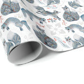 クリスマスかわいい森のキツネの動物の模様のラッピング ラッピングペーパー (ロールコーナー)