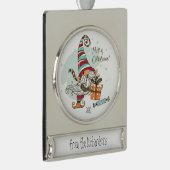 クリスマスかわいい水の色サンタカスタム シルバープレートバナーオーナメント (右)