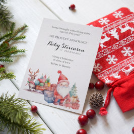 クリスマスかわいい水色サンタとトナカイ シーズンカード