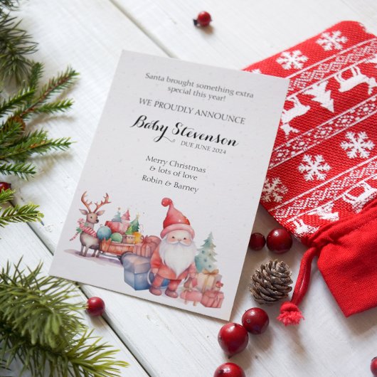 クリスマスかわいい水色サンタとトナカイ シーズンカード