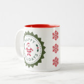 クリスマスかわいい漫画サンタハッピーホリデー ツートーンマグカップ (正面左)