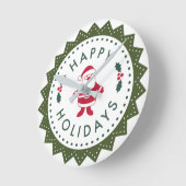 クリスマスかわいい漫画サンタハッピーホリデー ラウンド壁時計 (傾斜)