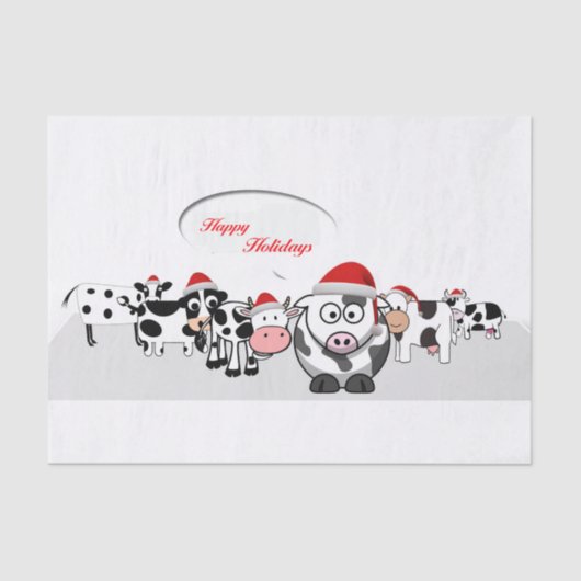 クリスマスかわいい牛ハッピーホリデー 薄葉紙 (正面)
