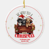 クリスマスかわいい犬たち私たちはあなたをカスタム家族 セラミックオーナメント (裏面)