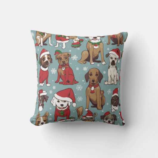 クリスマスかわいい犬のパターン クッション (正面)