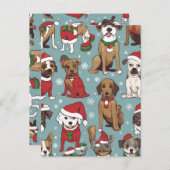 クリスマスかわいい犬のパターン ポストカード (正面/裏面)