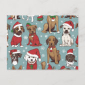 クリスマスかわいい犬のパターン ポストカード (裏面)