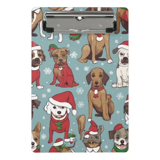 クリスマスかわいい犬のパターン ミニクリップボード (正面)