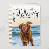 クリスマスかわいい犬の写真を撮る シーズンカード (正面/裏面)