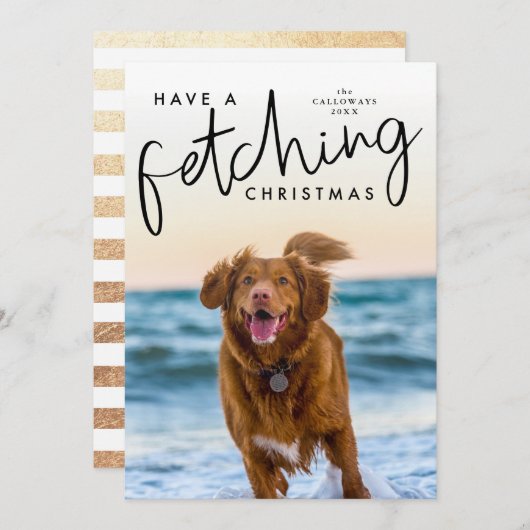 クリスマスかわいい犬の写真を撮る シーズンカード (正面/裏面)