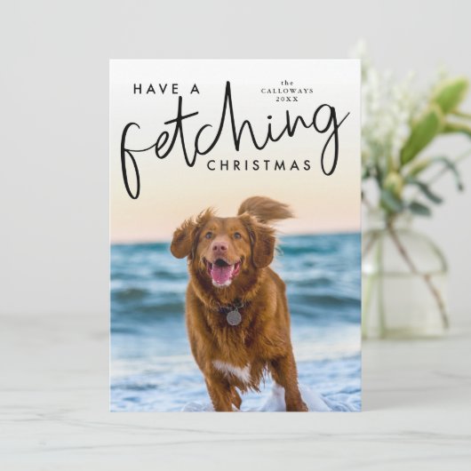 クリスマスかわいい犬の写真を撮る シーズンカード (スタンド正面)