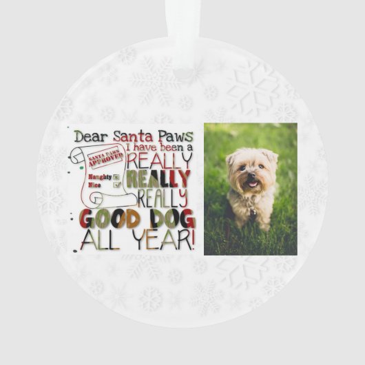 クリスマスかわいい犬フォトサンタポーズ オーナメント (裏面)