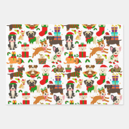 クリスマスかわいい犬 ラッピングペーパーシート