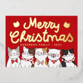 クリスマスかわいい猫たちのキャロル 箔シーズンカード (正面)
