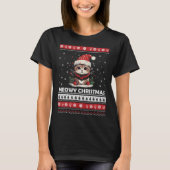 クリスマスかわいい猫とコーヒーメリークリスマスGr Tシャツ (正面)