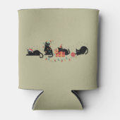 クリスマスかわいい猫好きクルーのクリスマスライト 缶クーラー (正面)