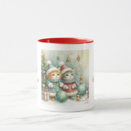 クリスマスかわいい猫 マグカップ (中央)