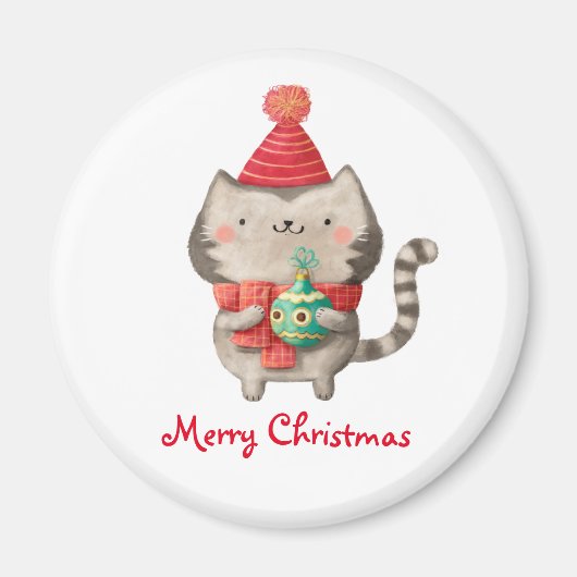 クリスマスかわいい猫 マグネット (正面)