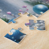 クリスマスかわいい白いユニコーンと金ゴールドホーン ジグソーパズル (側面)