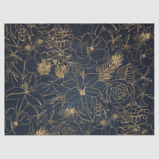 クリスマスかわいい紙吹雪とゴールデンフローラデザイン 薄葉紙 (正面)