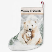 クリスマスかわいい親子ホッキョクグマ スモールクリスマスストッキング (裏面)
